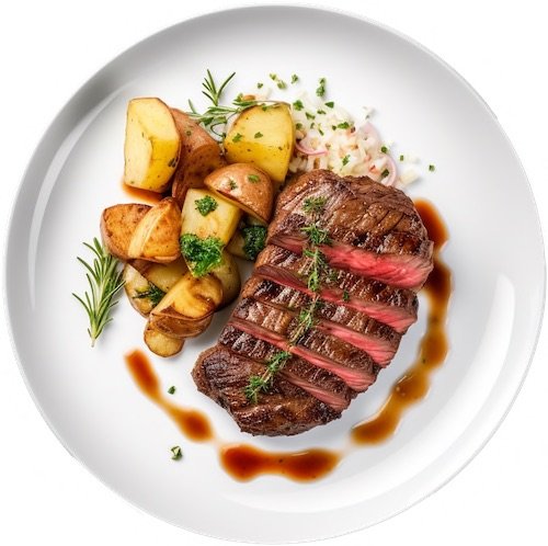 Carne con papas bravas