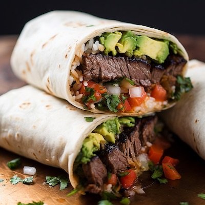 Wrap o quesadilla de carne con palta o aguacate